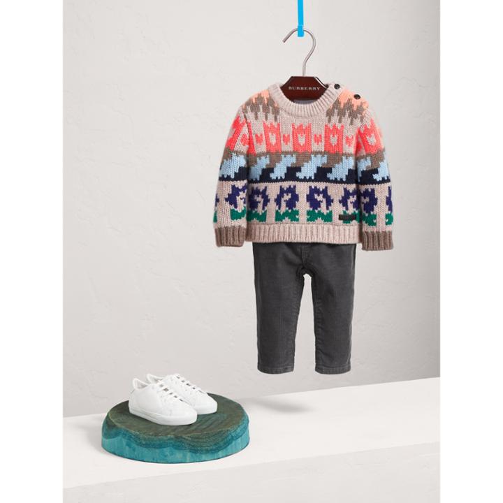 Burberry Burberry Exploded Fair Isle Wool Cashmere Sweater, Size: 3y, Orange