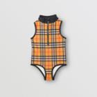 Burberry Burberry Childrens Logo Detail Vintage Check One-piece Swimsuit, Size: 10y, Yellow