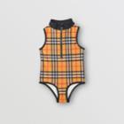 Burberry Burberry Childrens Logo Detail Vintage Check One-piece Swimsuit, Size: 10y, Yellow