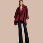 Burberry Burberry Military Button Wool Cashmere Blend Poncho, Red