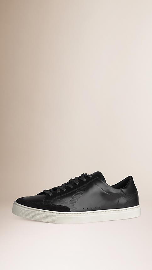 Burberry Embossed Check Leather Trainers