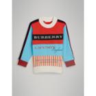 Burberry Burberry Logo Print Panelled Cotton Sweater, Size: 14y