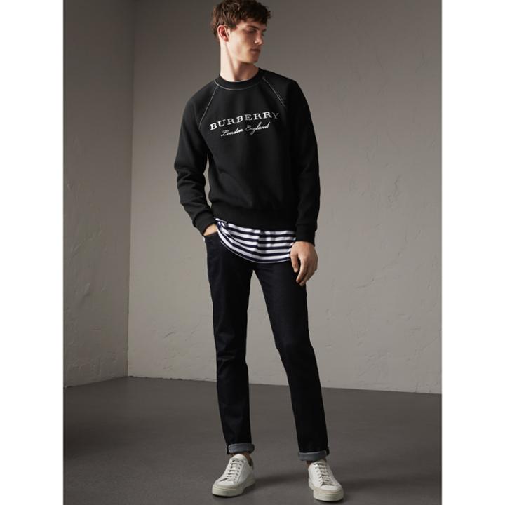 Burberry Burberry Embroidered Jersey Sweatshirt, Size: Xl, Black
