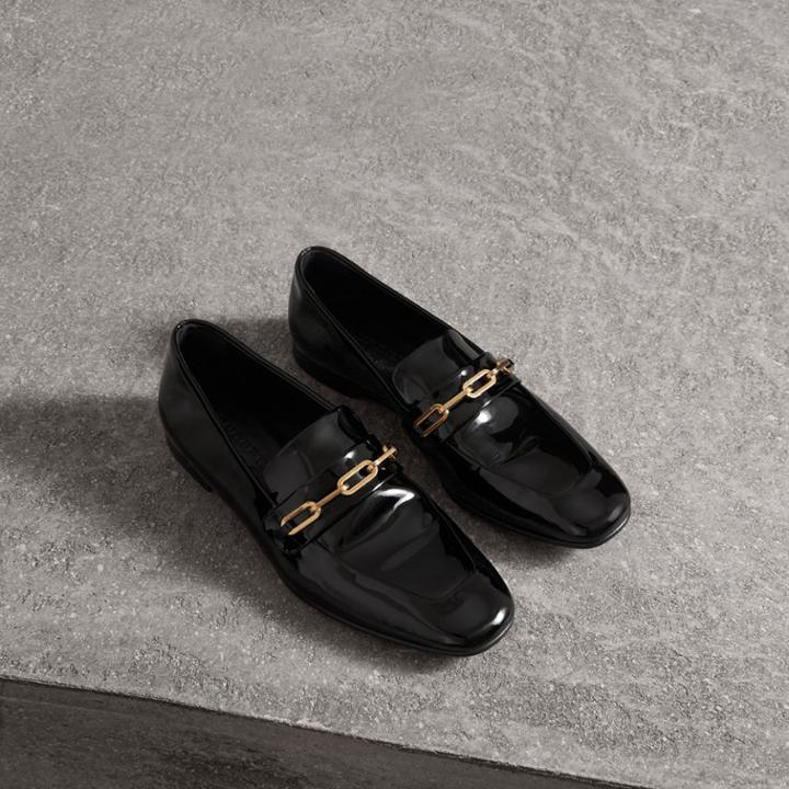 Burberry Burberry Link Detail Patent Leather Loafers, Size: 37