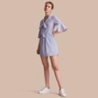 Burberry Burberry Bell-sleeve Striped Shirt Dress With Tie Neck, Size: 02, Blue
