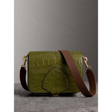 Burberry Burberry The Square Satchel In Alligator, Green