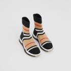 Burberry Burberry Childrens Striped Stretch Knit Sock Sneakers, Size: 35, Black