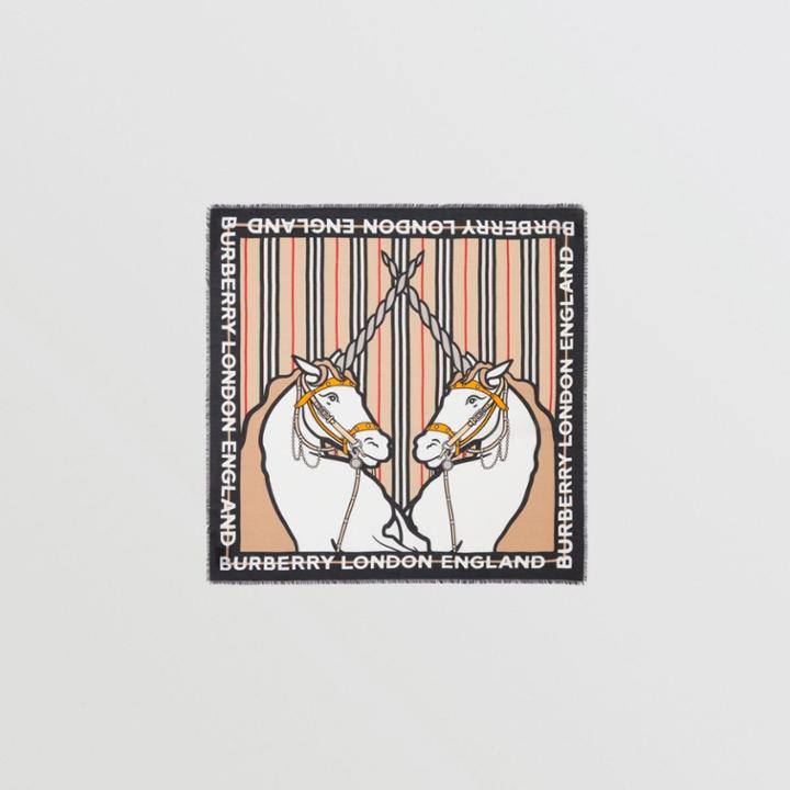 Burberry Burberry Childrens Unicorn Print Cotton Silk Square Scarf, Size: Os, Beige