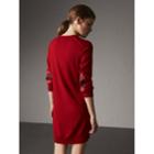 Burberry Burberry Check Elbow Detail Merino Wool Sweater Dress, Red