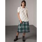 Burberry Burberry Short-sleeve Fil Coup Silk Crepon Top, Size: 04, White