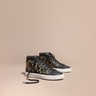 Burberry Rivet And Eyelet Leather High-top Trainers