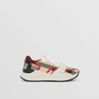 Burberry Burberry Check Nylon And Leather Sneakers, Size: 35