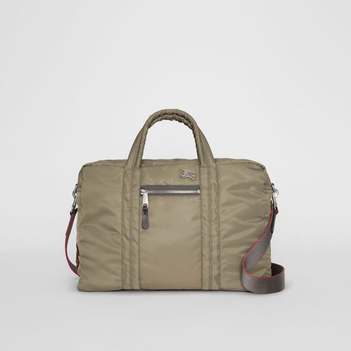 Burberry Burberry Ekd Aviator Nylon And Leather Briefcase, Green