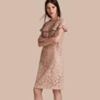 Burberry Burberry Mid-length Lace Shift Dress With Ruffle Detail, Size: 10, White