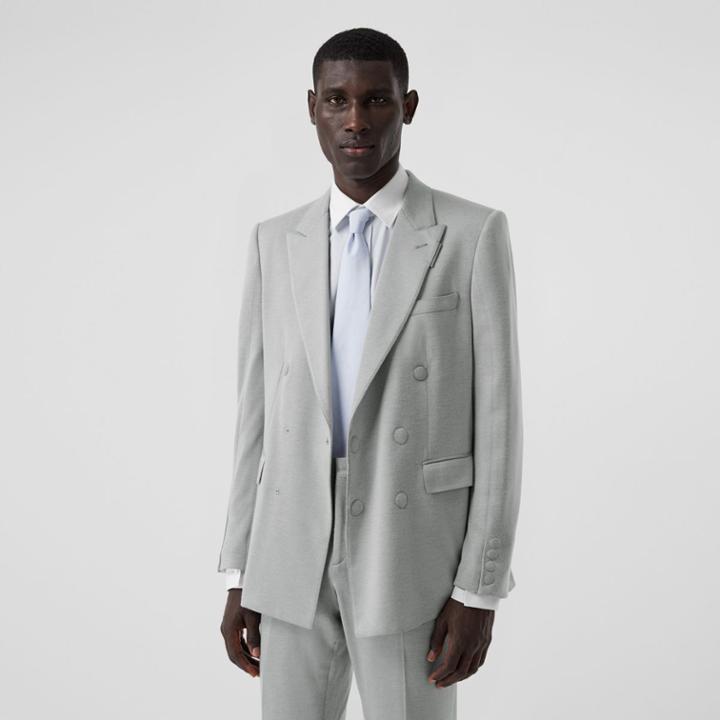 Burberry Burberry English Fit Cashmere Silk Jersey Double-breasted Jacket, Size: 42, Grey