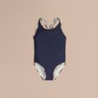 Burberry Burberry Check Detail One-piece Swimsuit, Size: 4y, Blue