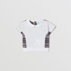 Burberry Burberry Childrens Peter Pan Collar Chequerboard Panel Cotton T-shirt, Size: 12m