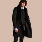 Burberry Burberry Regimental Cashmere Coat With Detachable Mink Collar, Size: 48, Black