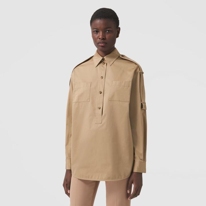 Burberry Burberry Strap Detail Cotton Oversized Shirt, Size: 0