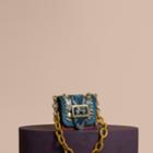 Burberry Burberry The Mini Square Buckle Bag In Calfskin, Snakeskin And Velvet, Blue