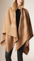 Burberry Burberry Check-lined Wool Poncho, Beige