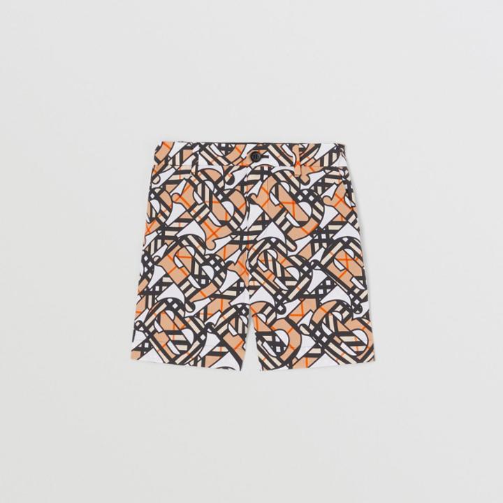 Burberry Burberry Childrens Monogram Print Stretch Cotton Tailored Shorts, Size: 10y