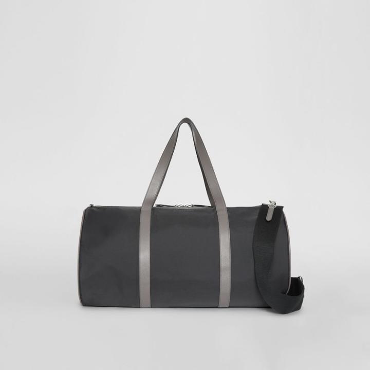 Burberry Burberry Large Nylon And Vintage Check Barrel Bag, Black