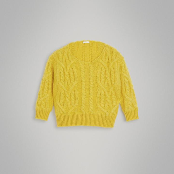 Burberry Burberry Childrens Cable Knit Mohair Wool Sweater, Size: 12y, Yellow