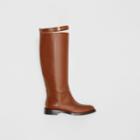 Burberry Burberry Monogram Motif Leather Knee-high Boots, Size: 36, Brown