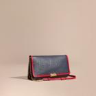 Burberry Medium Contrast Border Signature Grain Leather Clutch Bag