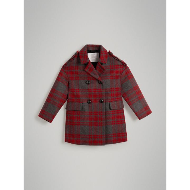 Burberry Burberry Tartan Wool Tailored Coat, Size: 12y