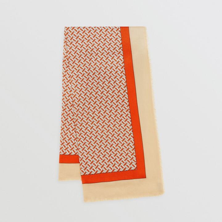 Burberry Burberry Monogram Print Lightweight Cashmere Scarf, Red