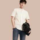 Burberry Burberry Short-sleeved Stretch Cotton Poplin Shirt, Size: M, White