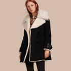 Burberry Double-breasted Suede And Shearling Coat