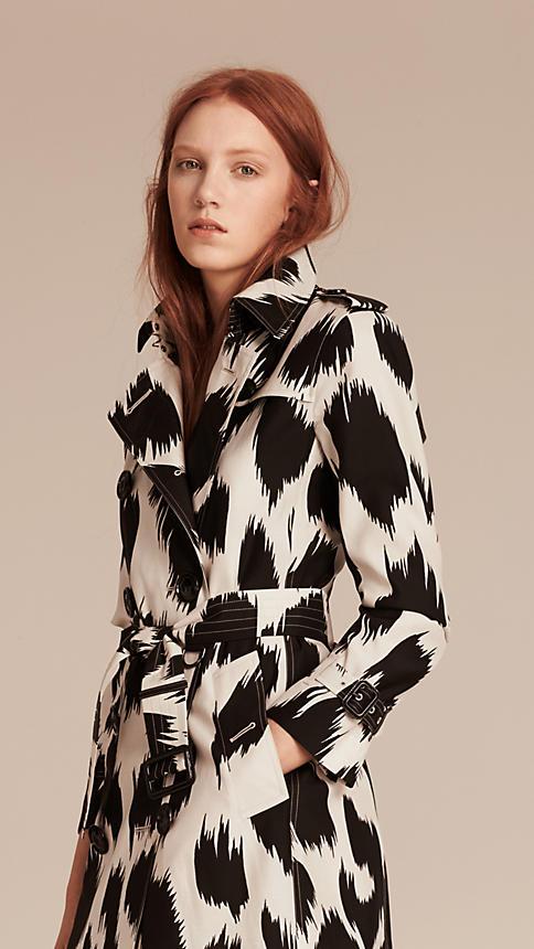 Burberry Animal Print Silk Wool Trench Coat