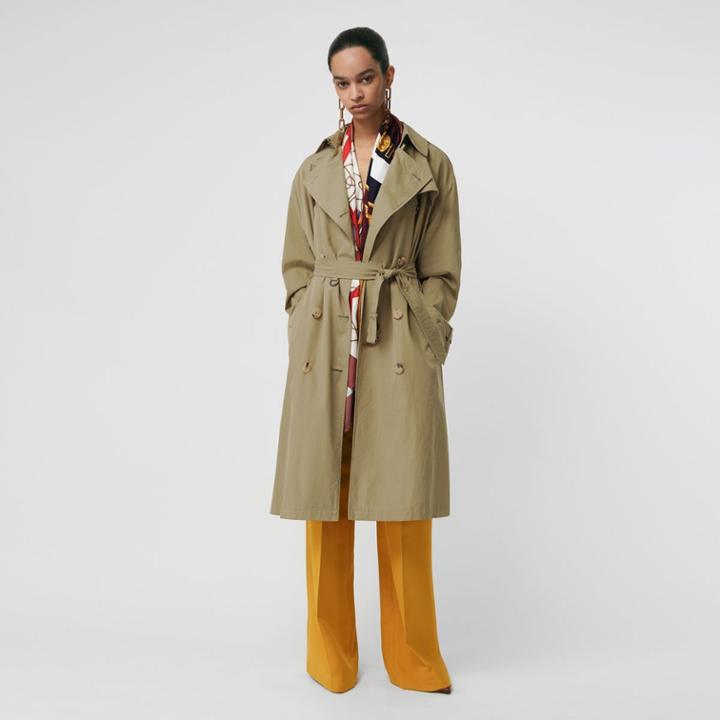Burberry Burberry Relaxed Fit Tropical Gabardine Trench Coat, Size: 00, Green