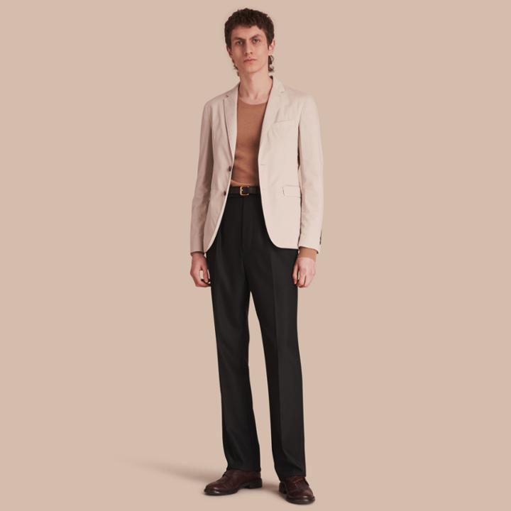 Burberry Burberry Slim Fit Stretch-cotton Blazer, Size: 38, Beige