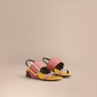 Burberry Burberry Colour Block Leather Sandals With Buckle Detail, Size: 37, Pink