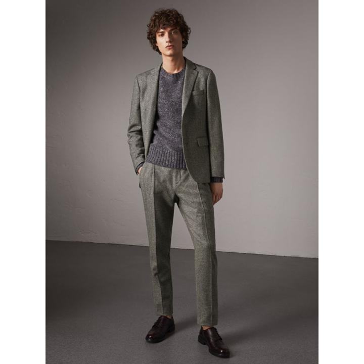 Burberry Burberry Soho Fit Herringbone Wool Tailored Jacket, Size: 40r, Black