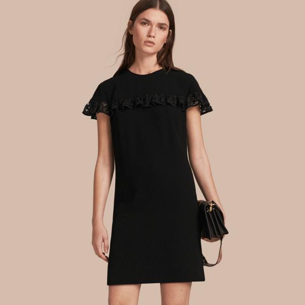 Burberry Shift Dress With Lace Ruffle