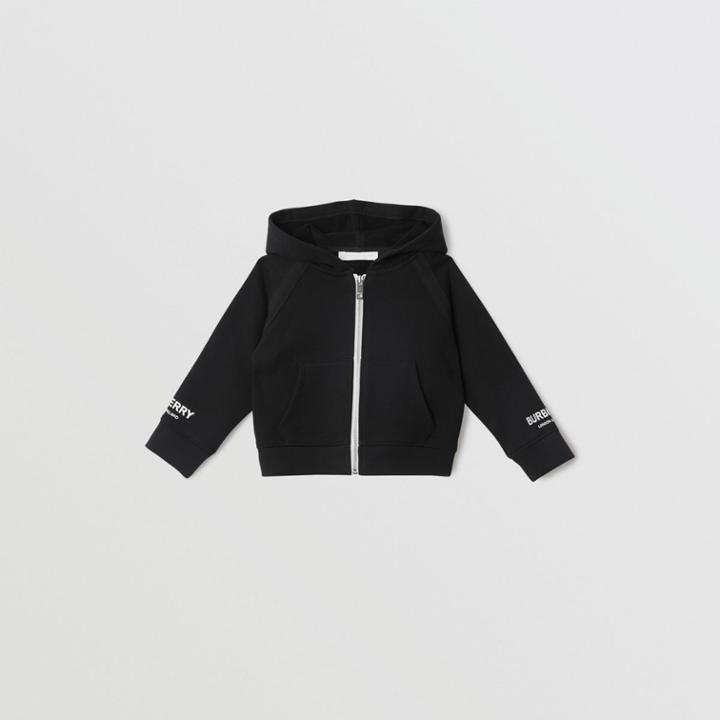 Burberry Burberry Childrens Logo Print Cotton Hooded Top, Size: 2y, Black