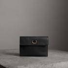 Burberry Burberry D-ring Leather Pouch With Zip Coin Case, Black