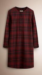 Burberry Zip Front Check Wool Dress