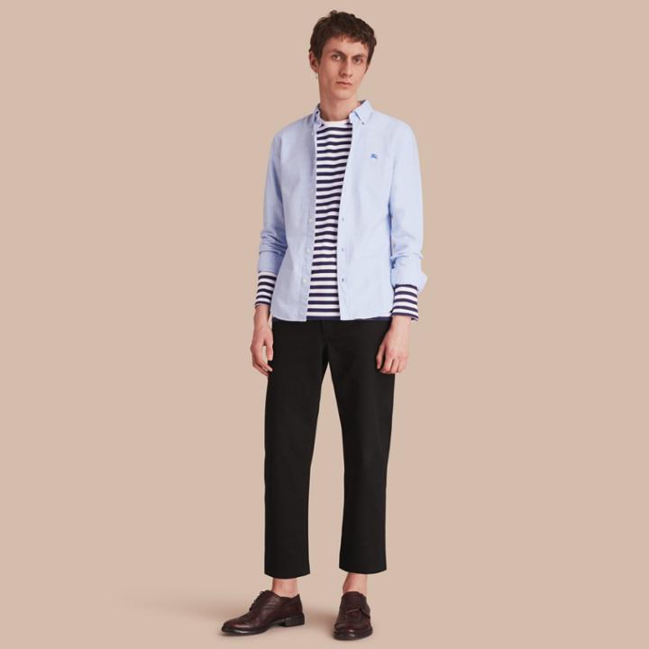 Burberry Burberry Cotton Oxford Shirt, Size: L, Blue