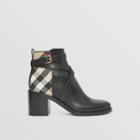 Burberry Burberry House Check And Leather Ankle Boots, Size: 36