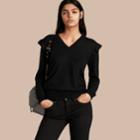 Burberry Burberry Cashmere Sweater With Frill Sleeves, Size: Xs, Black