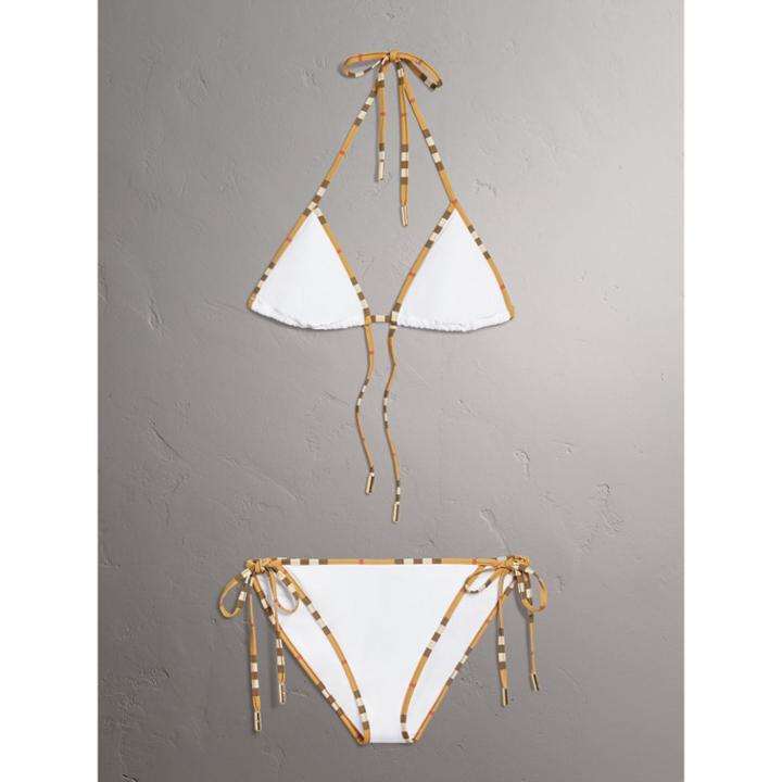 Burberry Burberry Vintage Check Trim Triangle Bikini, White