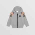 Burberry Burberry Childrens Icon Stripe Panel Cotton Hooded Top, Size: 12y, Grey