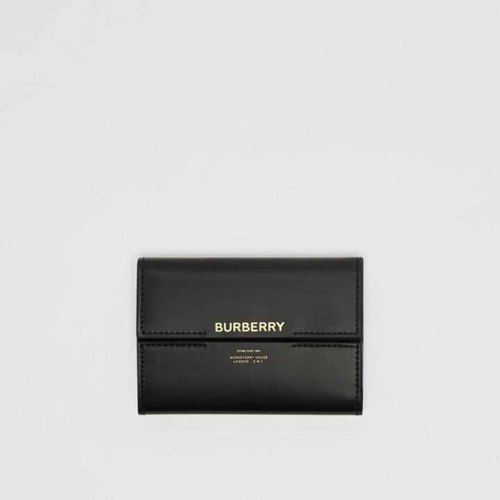 Burberry Burberry Horseferry Print Leather Folding Wallet, Black