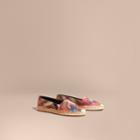 Burberry Burberry Rainbow Graphic Print Canvas And Suede Check Espadrilles, Size: 35, Brown